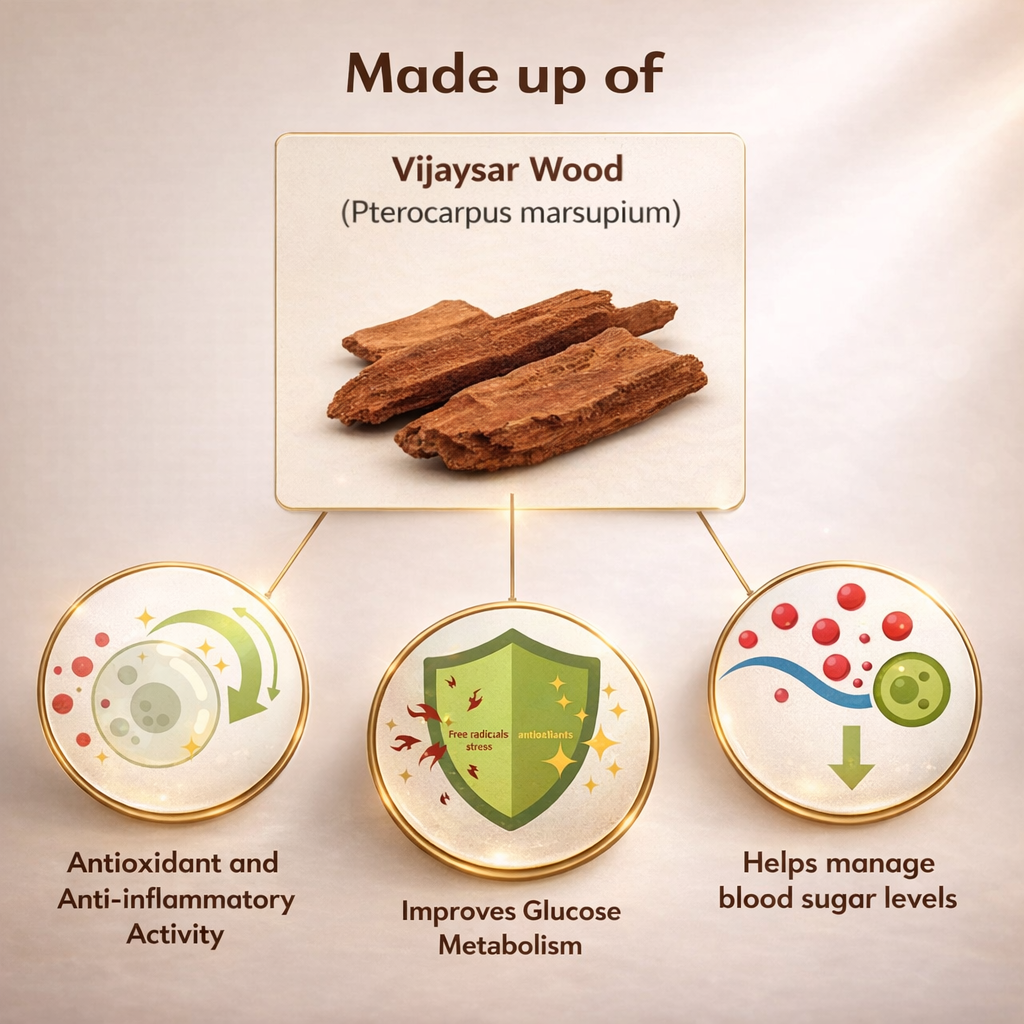 Sugar Balance Vijayasar Wooden Water Glass