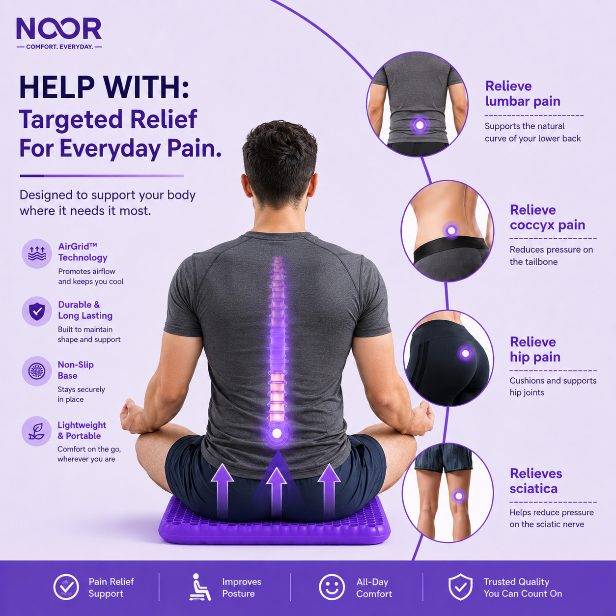Noor AirGrid™ Seat Cushion