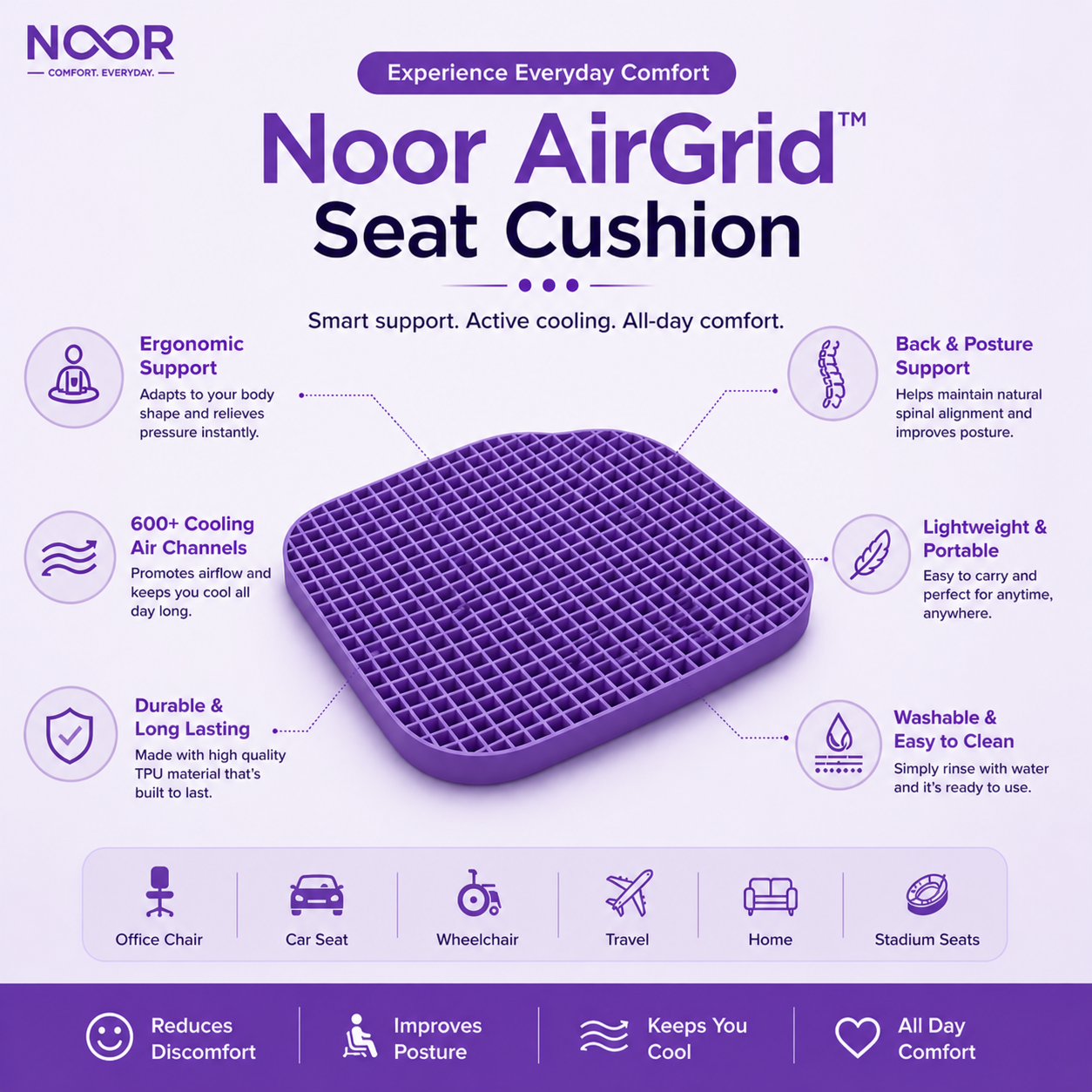 Noor AirGrid™ Seat Cushion